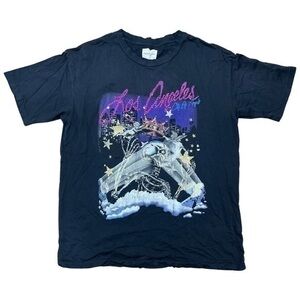 Vintage Souls • LA Embellished Skyline Skeleton Crown Tee Rare S